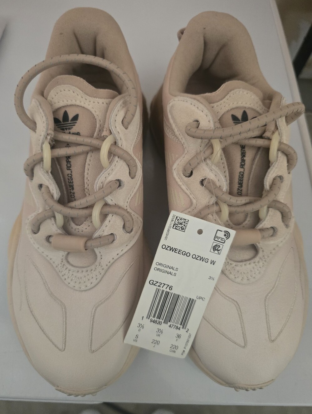 adidas Kids Ozweego Sneakers in Pale Pink and Cream